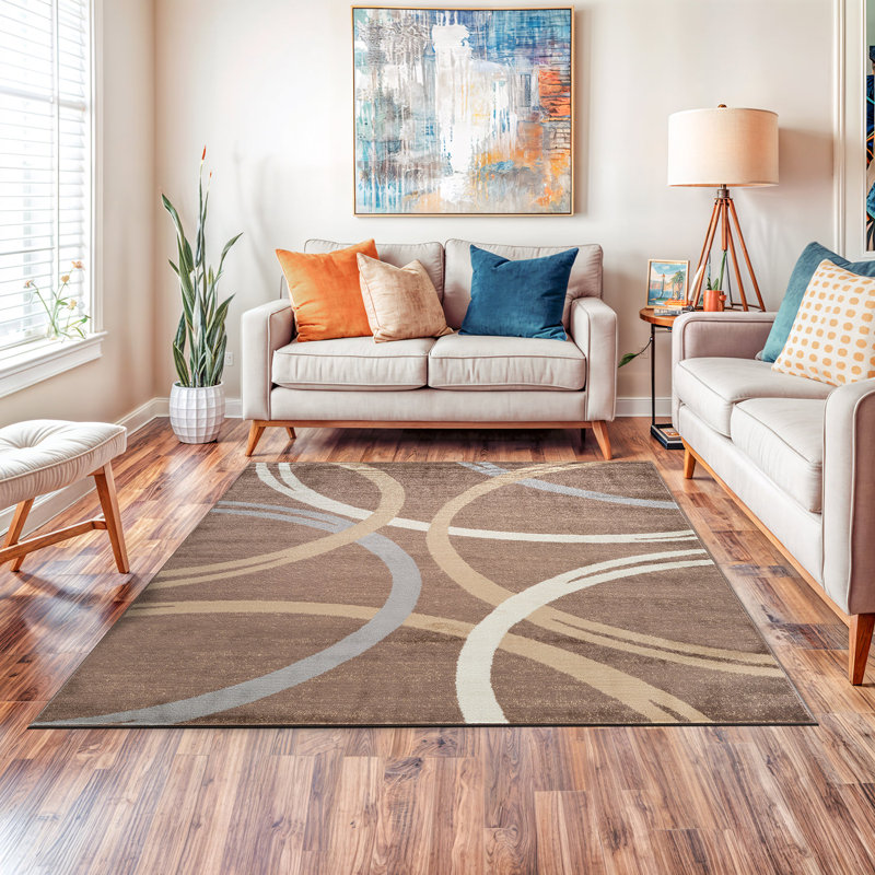 Ebern Designs Devonshire Abstract Brown/Gray/Cream Area Rug & Reviews Wayfair